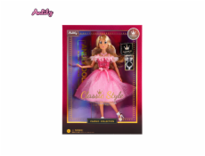 Módní panenka ve společenských šatech - krátké tm. růžové Módní panenka ve společenských šatech - krátké tm. růžové