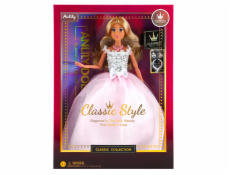 Módní panenka ve společenských šatech - dlouhé růžovobílé Módní panenka ve společenských šatech - dlouhé růžovobílé