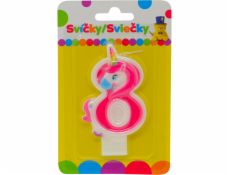 Narozeninová svíčka s JEDNOROŽCEM a číslem 8.