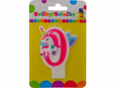 Narozeninová svíčka s JEDNOROŽCEM a číslem 0.