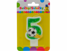 Narozeninová svíčka s míčem a číslem 5.