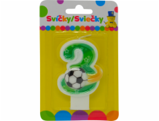 Narozeninová svíčka s míčem a číslem 3.