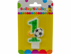 Narozeninová svíčka s míčem a číslem 1.