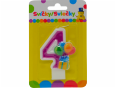 Narozeninová svíčka s balónky a číslem 4.