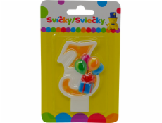 Narozeninová svíčka s balónky a číslem 3.