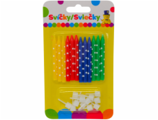 Narozeninová svíčka BAREVNÁ s držákem 12ks