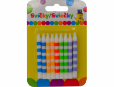 Narozeninová svíčka BAREVNÁ s pruhy 18ks