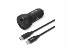 USB-A + USB-C nabíjačka do auta (s káblom USB-C)