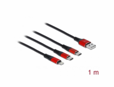 USB Ladekabel, USB-A Stecker > 2x USB-C + Lightning Stecker