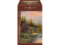 Dřevěné puzzle Schmidt Spiele Thomas Kinkade Studios: horské pozadí s potokem Dřevěné puzzle Schmidt Spiele Thomas Kinkade Studios: horské pozadí s potokem