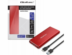 Qoltec 51831 Kryt | M.2 SSD disk | SATA | NGFF| USB 3.0 | Super rychlost 5 Gb/s | 2TB | Červené