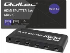 Qoltec 51798 Aktivní HDMI Splitter 4 x HDMI 4K x 2K | 3,4 Gb/s