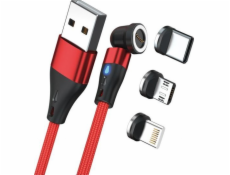 Realpower  Magnetický kabel USB kabel 3 Amp, 2 m, rot s adaptérem