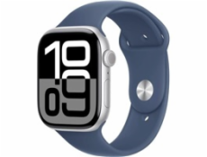 Hodinky Apple Watch Series 10 GPS + Cellular 42mm Silver Aluminium Case with Denim Sport Band-M/L