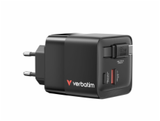 Verbatim Gan Charger 65W 2xUSB-C PD,1xUSB-A, retrac. Cable  32217