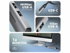 AXAGON HMC-H3A, USB 5Gbps hub, 3x USB-A, HDMI 4k/30Hz, kabel USB-C 15cm