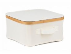 Úložný box G21 30 x 30 x 15 cm, bambusový s víkem, béžový
