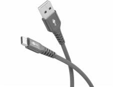 textilní kabel goobay Supersoft USB 2.0, zástrčka USB-A > zástrčka USB-C