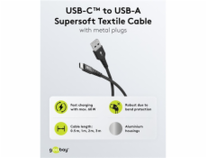 textilní kabel goobay Supersoft USB 2.0, zástrčka USB-A > zástrčka USB-C