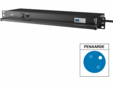 CAYMON PSR429F/B Napájecí proužek 19 – 9 francouzských zásuvek, LED lampa/USB/pojistka
