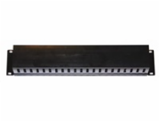 19  vyvazovací panel 2U, kovový s plastovým krytem, 90x45mm, průchozí, černý