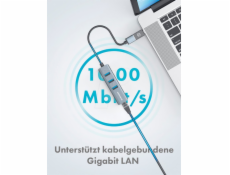 Graugear USB HUB GRAUGEAR USB-HUB 3x USB 3.0 porty Type-A+ Gbit LAN maloobchod