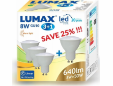 Lumax Sada LED žárovek Lumax LL325X4 8W GU10 MR16 3000K 650lm NW 830 105° SMD (4 kusy)