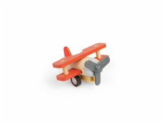 Bigjigs Toys Dřevěné natahovací letadlo Dvouplošník červený
