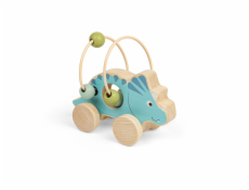 Bigjigs Toys Triceratops na kolečkách s korálkovým labyrintem
