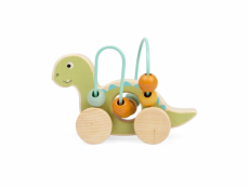 Bigjigs Toys Diplodokus na kolečkách s korálkovým labyrintem