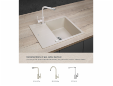 CONCEPT Granitový drez s odkvapom DG05C45be Cubis BÉŽOVÝ