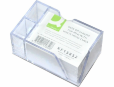 Q-Connect Q-CONNECT stolní držák na pera, s bílými poznámkami, průhledný Q-Connect Q-CONNECT stolní držák na pera, s bílými poznámkami, průhledný