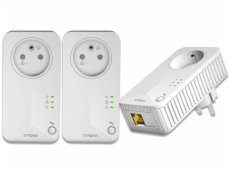 STRONG sada 3 adaptérů Powerline 600 TRI FR/ Powerline 600 Mbit/s/ 1x LAN/ bílý