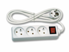 Přívod prodlužovací 3 m 3 zásuvky - vypínač 10A