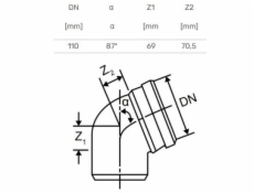 Magnaplast Koleno 87° vnitřní kanalizace dBB 110mm (15750)
