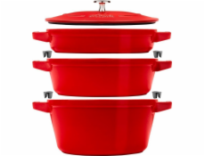 Zwilling Sada 3 ks litinového nádobí s poklicí STAUB 40508-387-0 - červená 24 cm