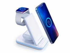 3mk nabíjecí stojánek Hyper Charger 15W, 3v1, bílá