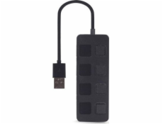 Gembird UHB-U2P4-05 USB 2.0 4-port hub with switches black