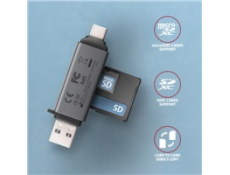 AXAGON CRE-DAC, USB-C + USB-A, 5 Gbps - MINI čtečka karet, 2-slot & lun SD/microSD, podpora UHS-I