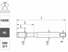 Fanar THREAD M 3 DIN-371B (6H) HSSE HL INOX - C2-118801-0030