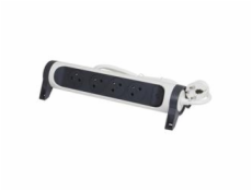 LEGRAND Revolution prodlužovací přívod s otočným tělem 4x2P+T, podsvícené VYP/ZAP, kabel 3m, bílo-šedá