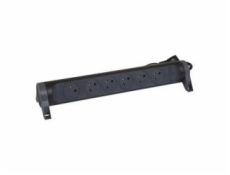 LEGRAND Revolution prodlužovací přívod s otočným tělem 6x2P+T, podsvícené VYP/ZAP, kabel 3m, černo-šedá