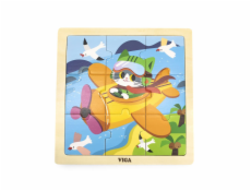 Dřevěné puzzle pro nejmenší Viga 9 ks Letadlo