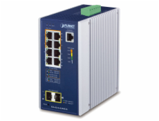 Planet IGS-4215-4UP4T2S průmyslový L2 PoE switch 8x 1Gb, 2x SFP 1Gb, 802.3bt 240W, IP30, -40 až 75°C, 48-54VDC