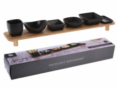 EXCELLENT Servírovací misky s bambusovým podnosem sada 7 ks černá KO-210000830