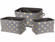 Úložné koše Home Styling Collection STARS, 3 velikosti, šedé