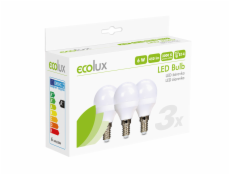 Žárovka LED E14  6W miniGLOBE bílá teplá ECOLUX SOLIGHT WZ433-3 3ks