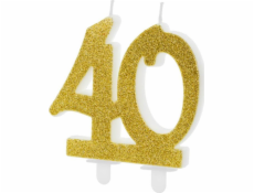 Svíčka Party Deco za 40 se zlatým třpytem - 1 univerzální položka