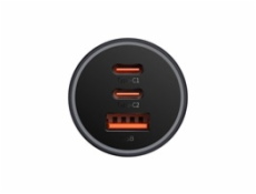 Nabíjačka do auta Baseus Golden Contactor Pro, 2x USB-C, 1x USB, 65 W (sivá)