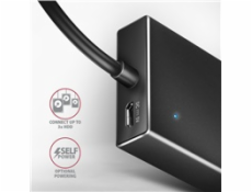 AXAGON HUE-F7C, 7x USB 3.2 Gen 1 ALU FLAT CHARGING hub, micro USB nap. konektor, kabel USB-C 30cm